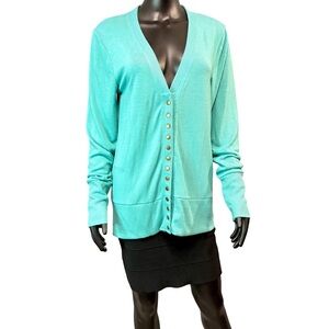 Zenana Outfitters Aqua Button-Up Cardigan